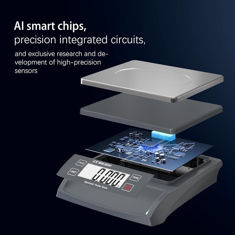 CCWEIGH Postal Scale Transport Scale 30kg/1g, 66lb with Battery and Stainless Steel Scale Plate, can be Used in Home Kitchen, Postal, Transport, Parcel, Supermarket with Fruit Scale - Image 3